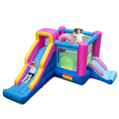 Inflatable Bounce House with Slides and Basketball Hoop (without Blower)