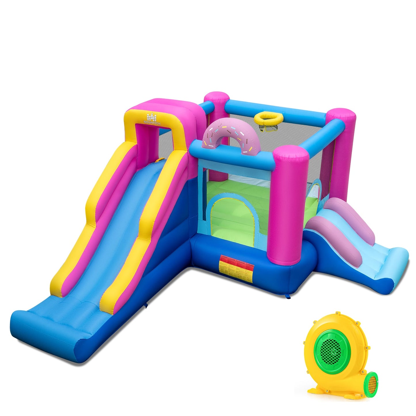 Inflatable Bounce House with Slides and Basketball Hoop (with 680W Blower)