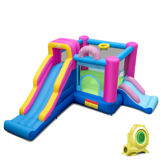 Inflatable Bounce House with Slides and Basketball Hoop (with 735W Blower)