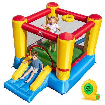 Inflatable Bounce House with Basketball Rim and 370W Blower