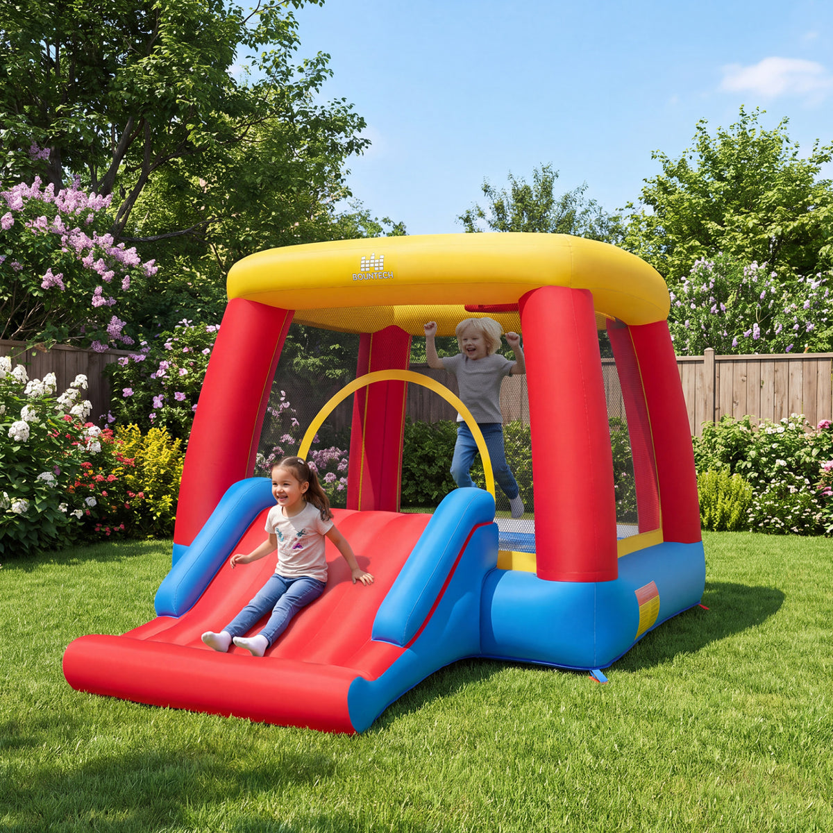 Inflatable Bounce House for Toddlers with Spacious Jumping Area(Without Blower)