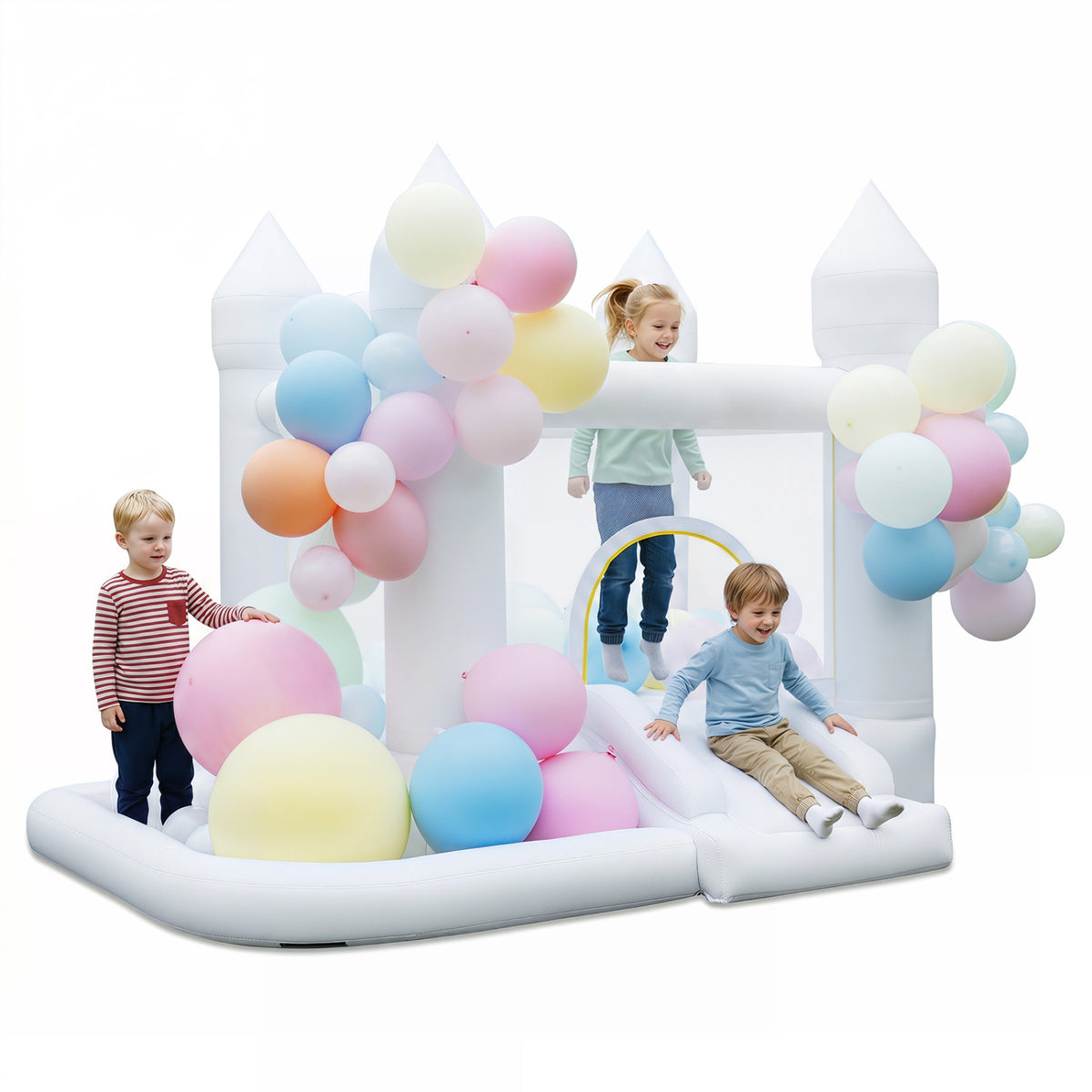 Inflatable Bounce House with Jumping Area and Basketball Hoop for Wedding Party