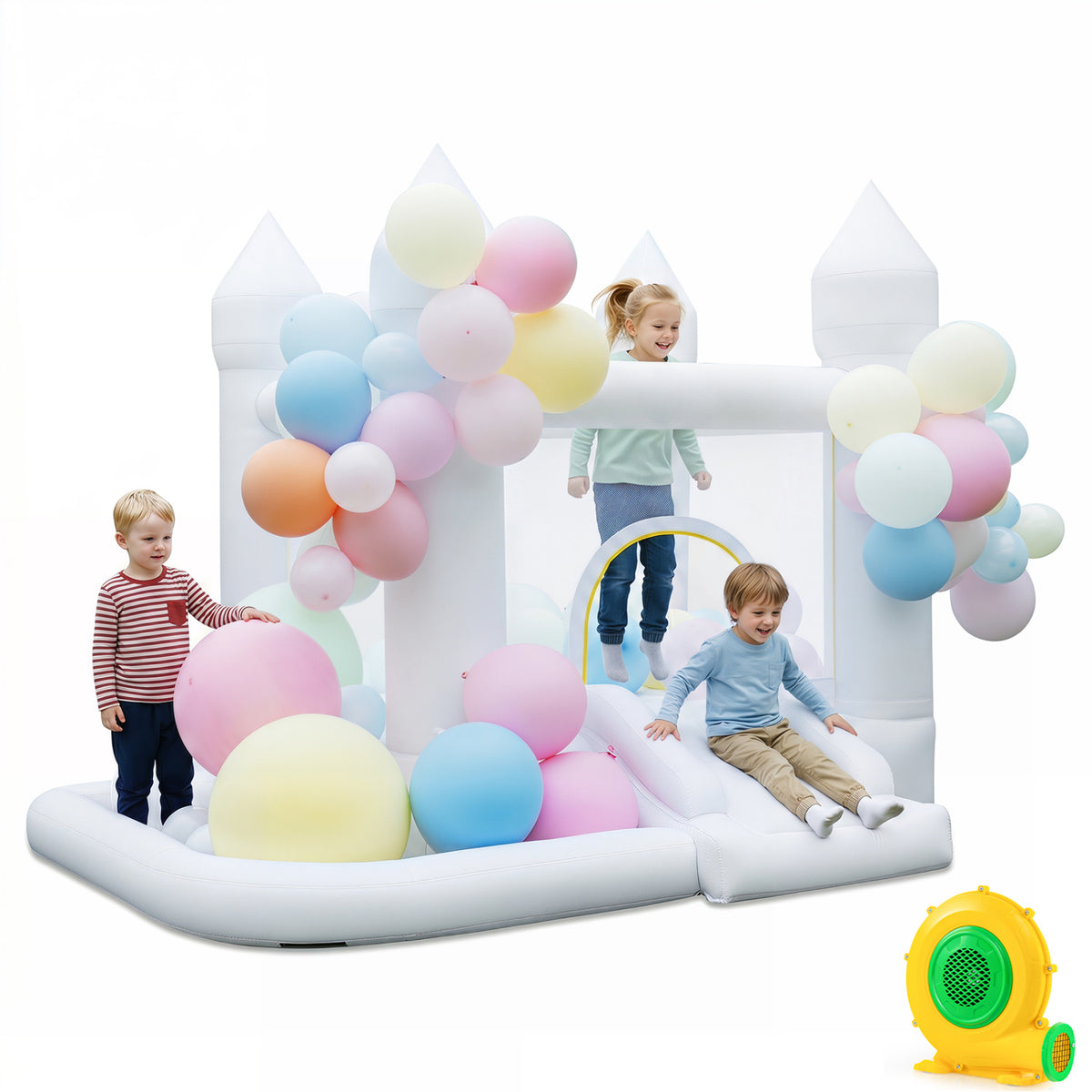 Inflatable Bounce House with Jumping Area Basketball Hoop and 480W Blower
