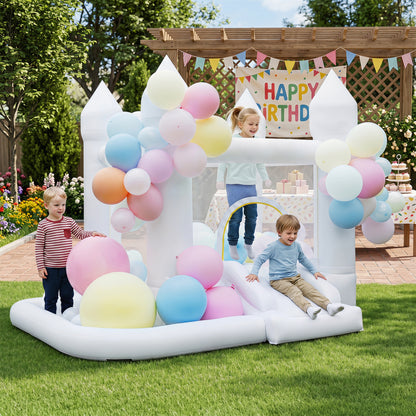 Inflatable Bounce House with Jumping Area Basketball Hoop and 480W Blower
