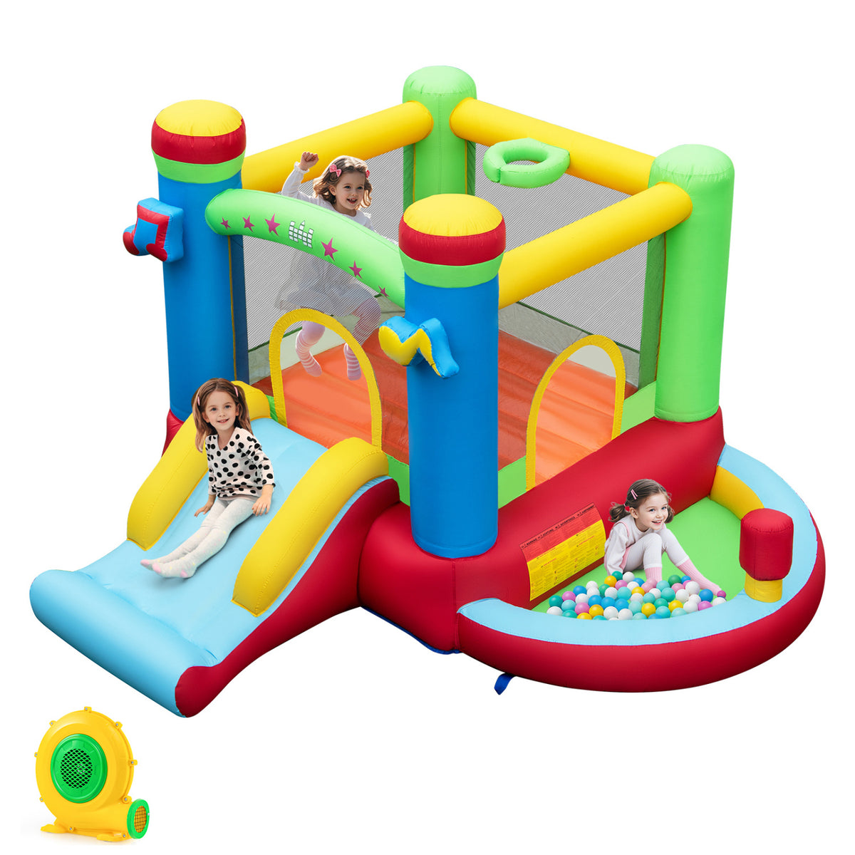 Inflatable Bounce House Kids Music-Themed Castle with 550 Blower