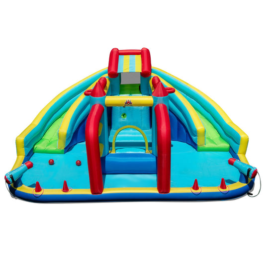 Inflatable Double Water Slide Park with Obstacle Course without 680W-750W Blower