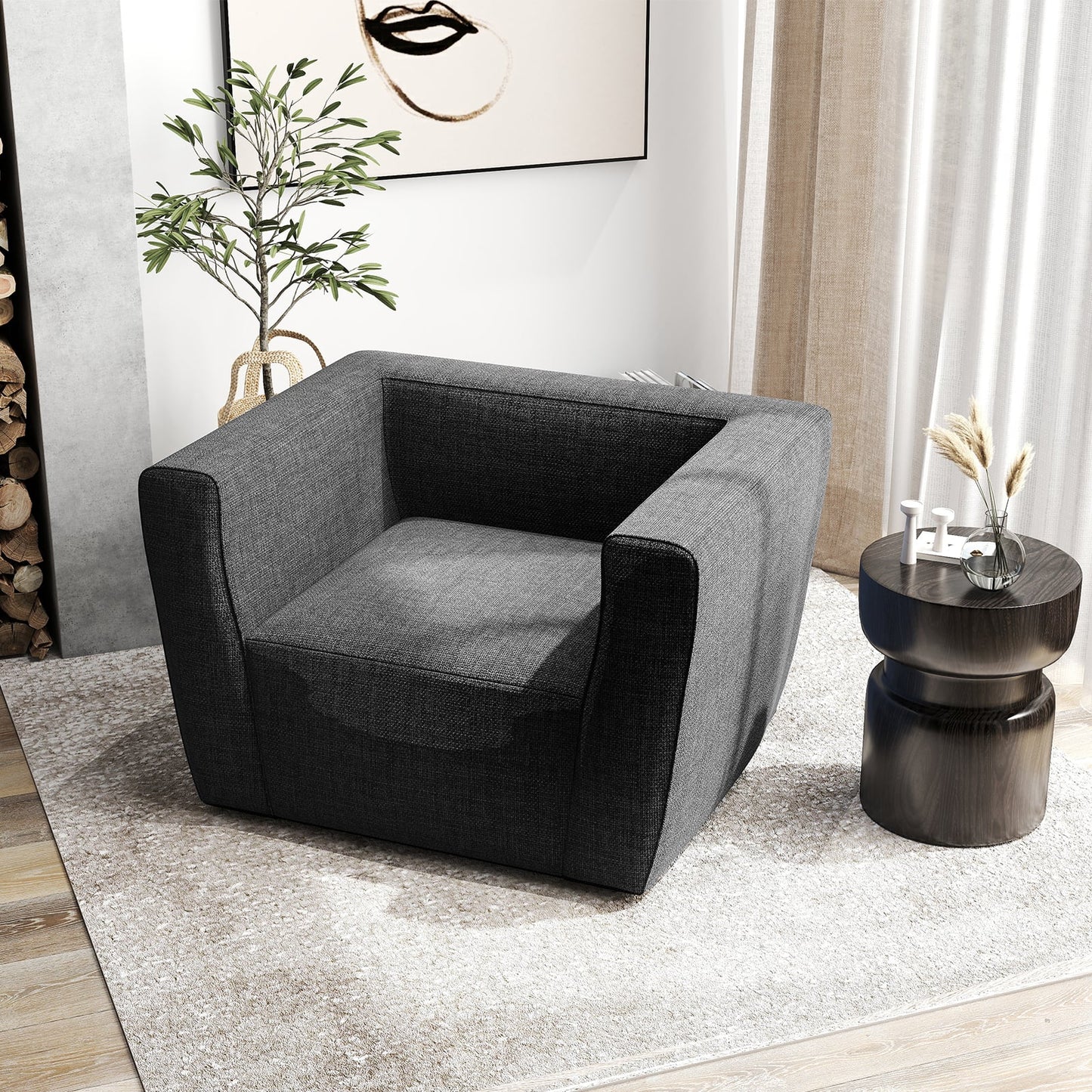 Inflatable Sofa with Detachable Cover and Wide Armrests-Blue