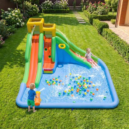 Inflatable Water Slide for Kids with Double Slides and 680W Blower