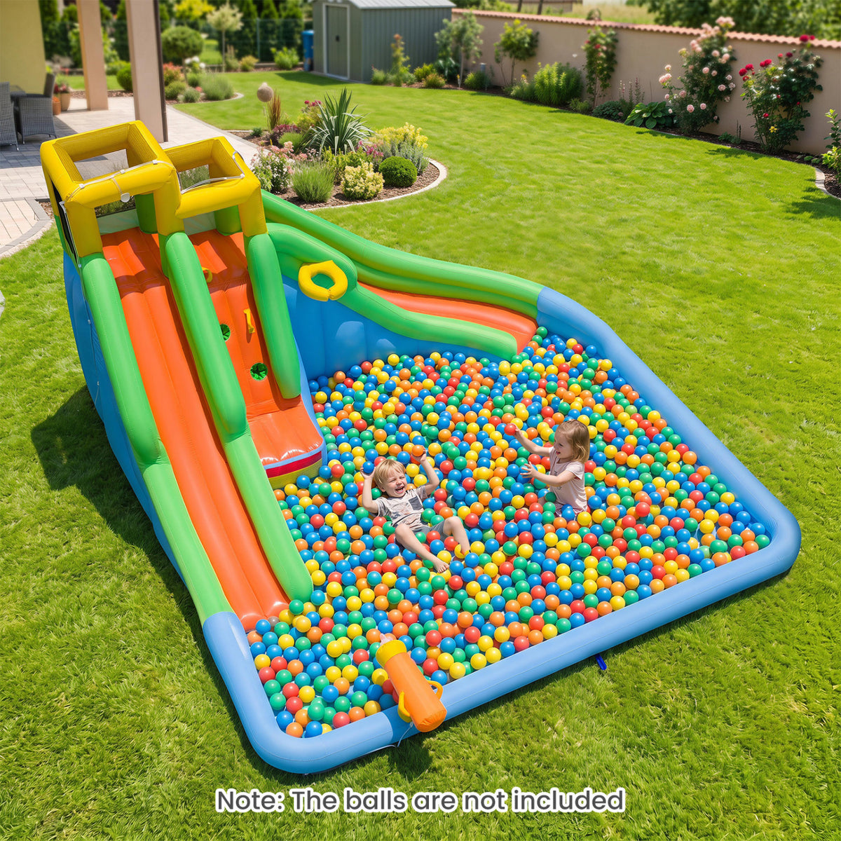 Inflatable Water Slide for Kids with Double Slides and 680W Blower