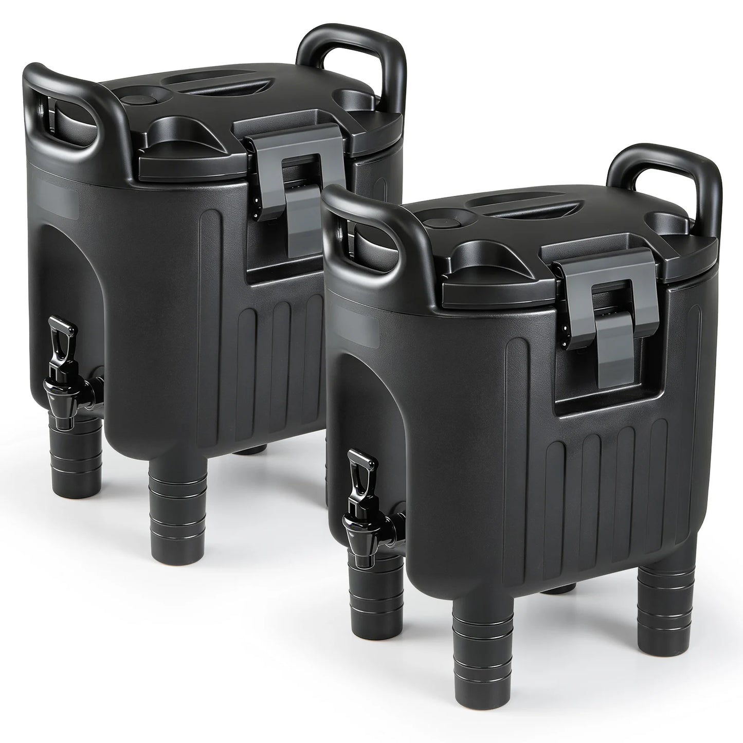 Insulated Beverage Dispensers Set of 2 Hot and Cold Drink Server Carriers with Ergonomic Handles-Black