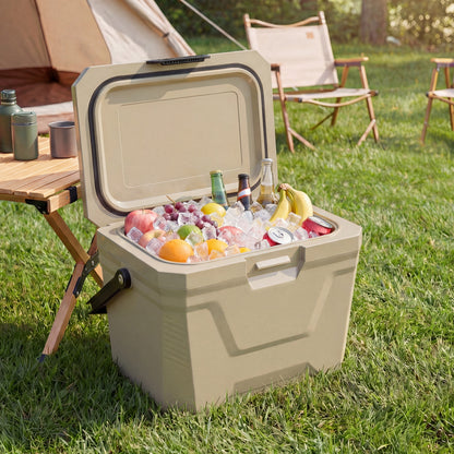 Insulated Portable Cooler Hard Shell Ice Chest with 2 Cup Holders-Blue
