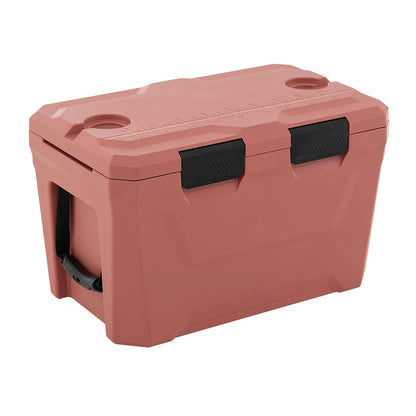 Insulated Portable Cooler Hard Shell Ice Chest with 2 Cup Holders Bottle Opener and Drain Plug-Blue