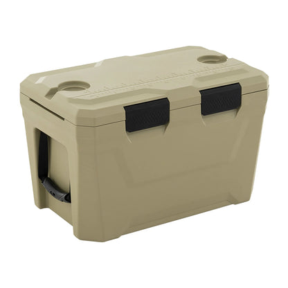 Insulated Portable Cooler Hard Shell Ice Chest with 2 Cup Holders Bottle Opener and Drain Plug-Blue