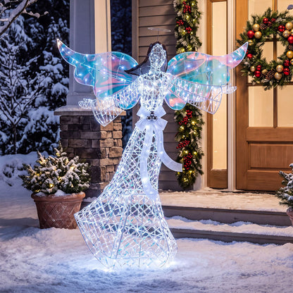 Iridescent Christmas angel decoration with 230 cold white LEDs, holiday decor for festive Christmas decorations.