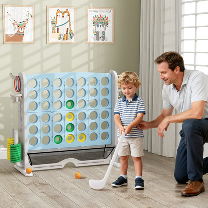 Jumbo 4-to-Score Game with Ring-toss and Basketball Hoop-Blue & Orange