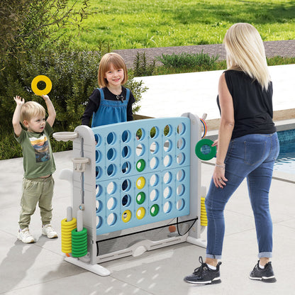 Jumbo 4-to-Score Game with Ring-toss and Basketball Hoop-Blue & Orange