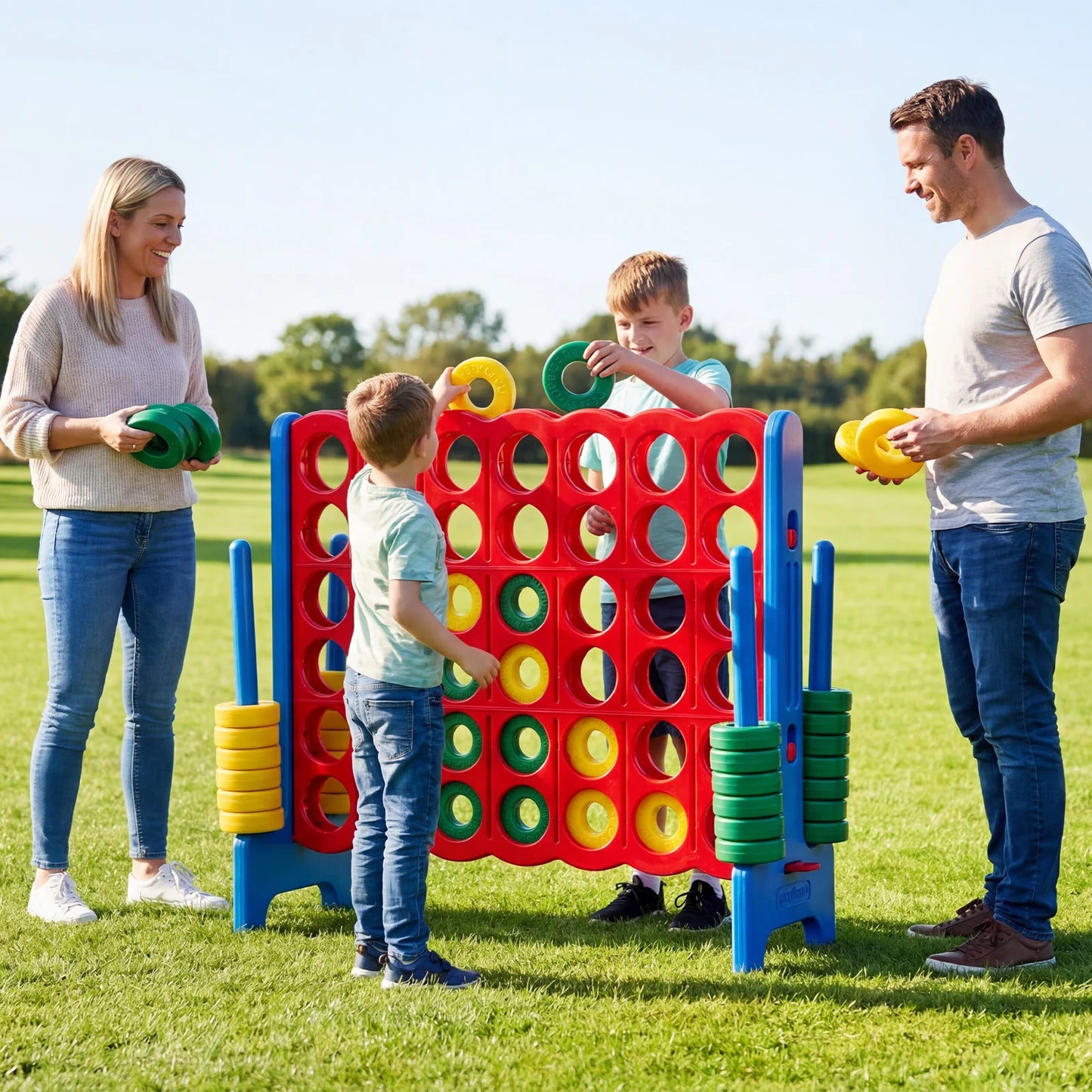 Jumbo 4-to-Score Game Set for Kids and Adults 3.5FT Tall by 4FT Wide Oversized Family Fun Game-Black