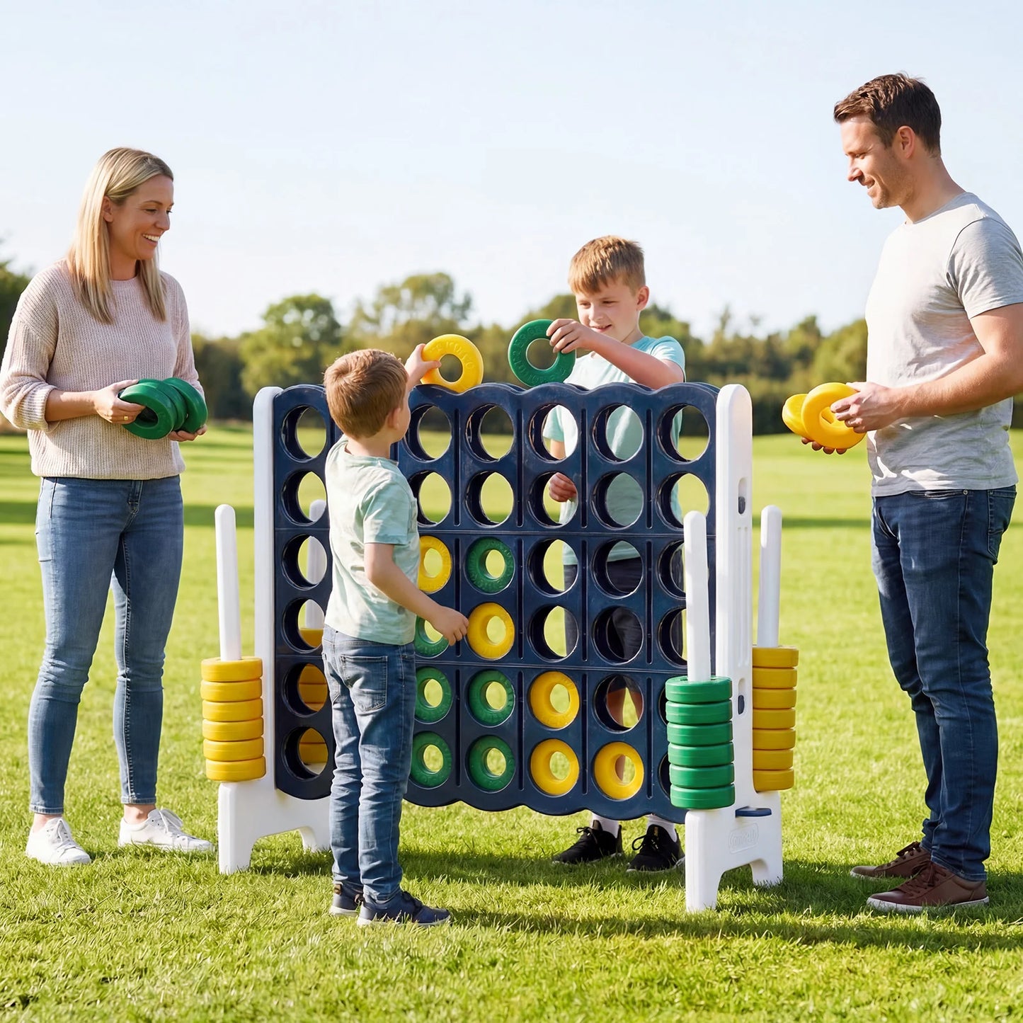 Jumbo 4-to-Score Game Set for Kids and Adults 3.5FT Tall by 4FT Wide Oversized Family Fun Game-Black