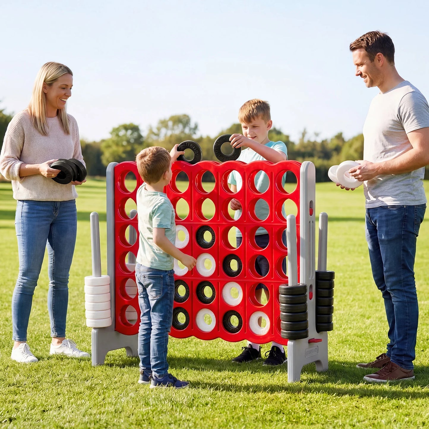 Jumbo 4-to-Score Game Set for Kids and Adults 3.5FT Tall by 4FT Wide Oversized Family Fun Game-Black