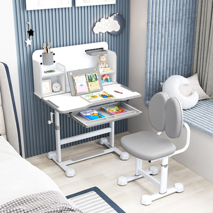 Kid's Study Desk and with Tilt Desktop and Pen Holder-Blue