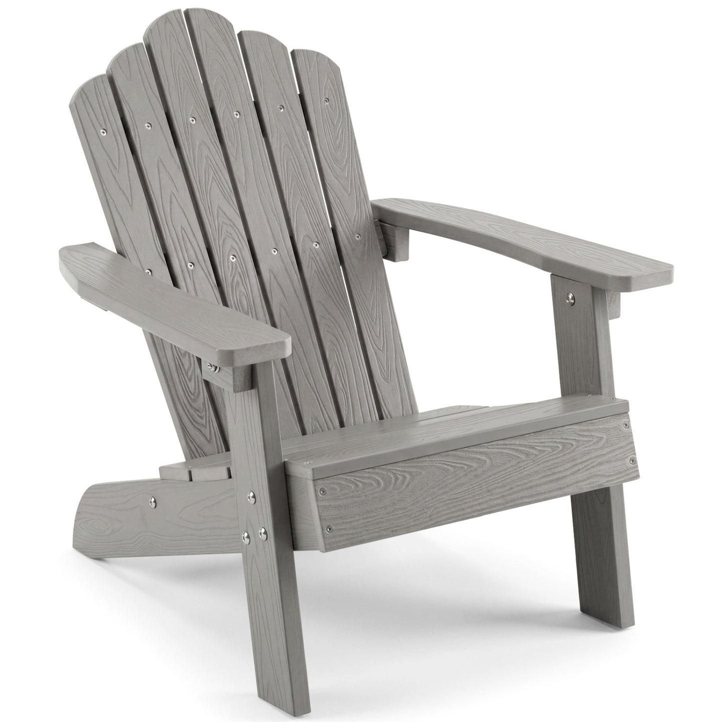 Brown kids Adirondack chair with high backrest and tilt for outdoor use, suitable for toddlers and children.