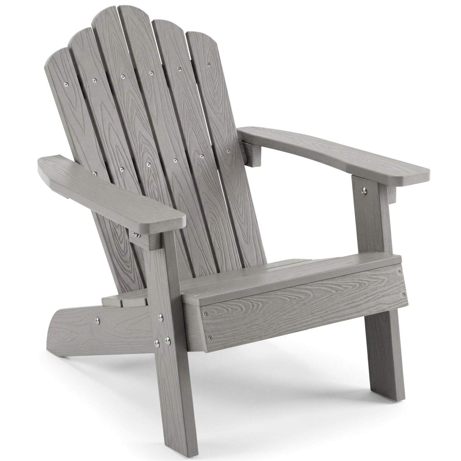 Brown kids Adirondack chair with high backrest and tilt for outdoor use, suitable for toddlers and children.