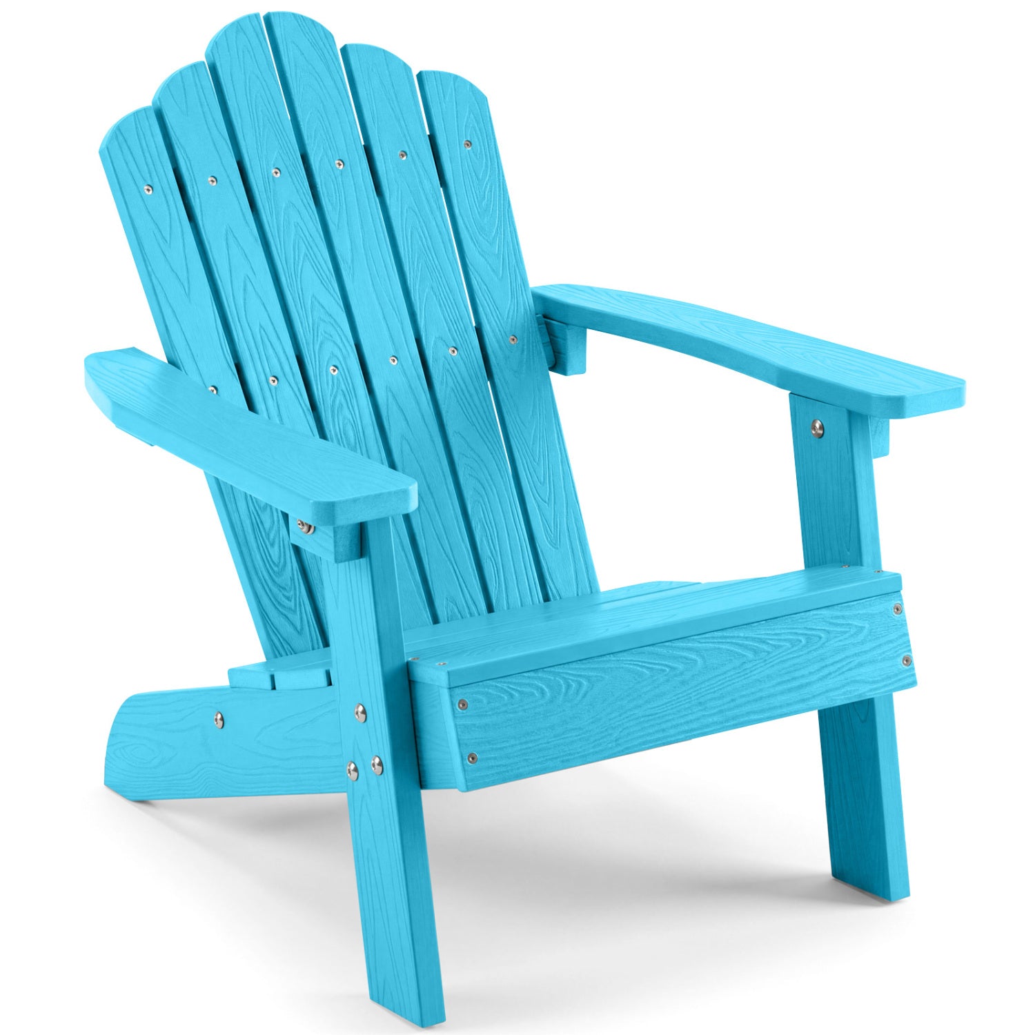 Brown kids Adirondack chair with high backrest, all-weather outdoor toddler furniture, suitable for children’s outdoor seating.