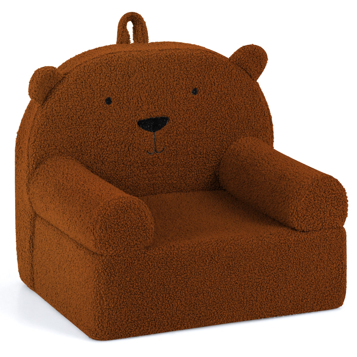 Kids Bear Sofa Toddler Foam Couch with Soft Fleece Fabric Cover-Brown