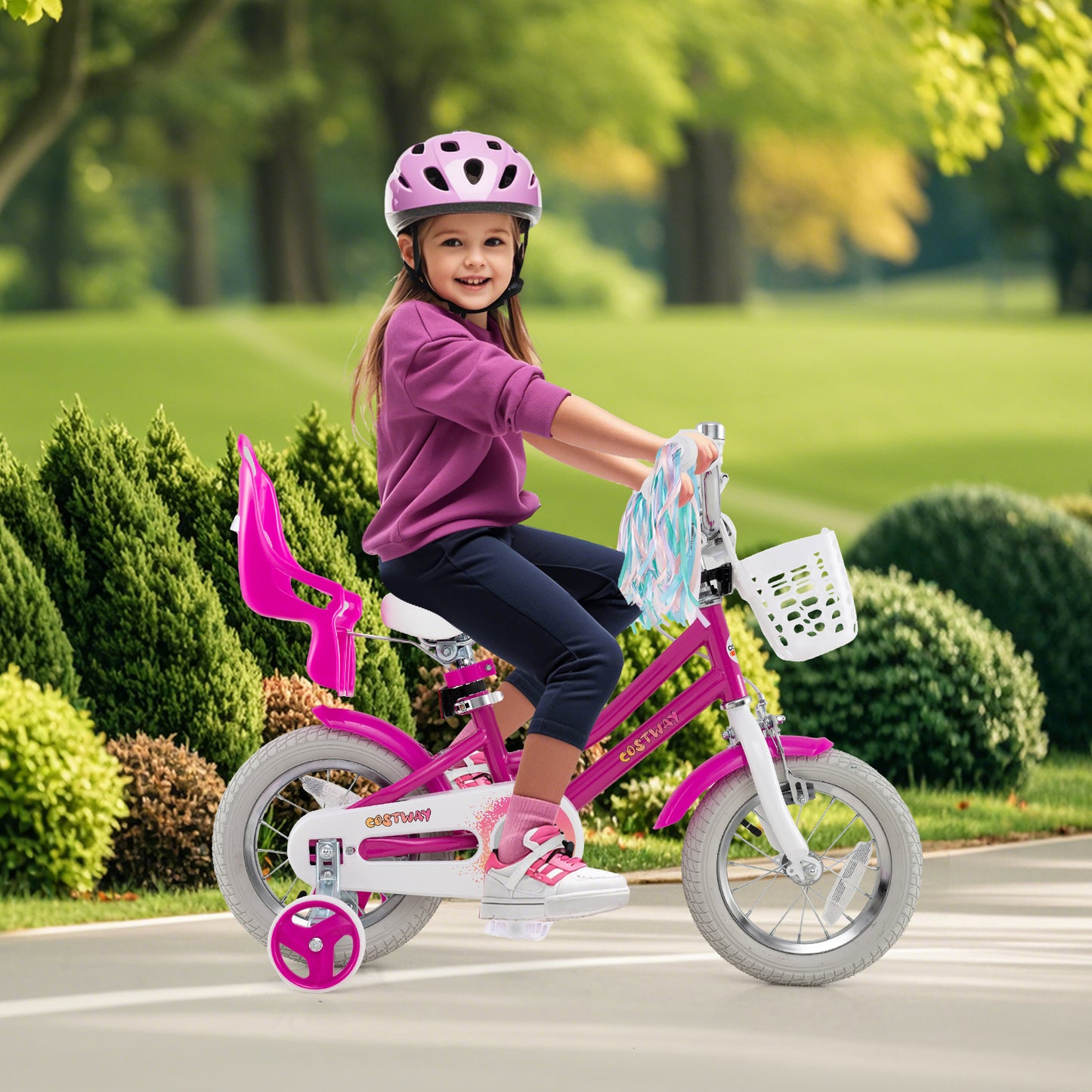 Kids Bike 12 Inch with Training Wheels and 2 Brake System for 3-4 Years Old