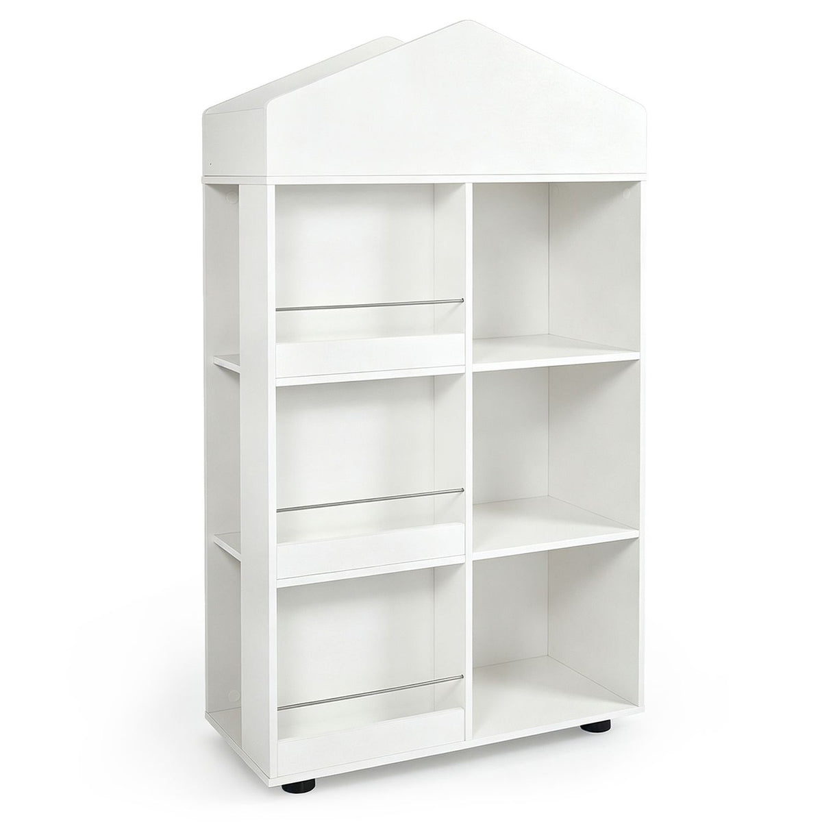 Kids Bookshelf and Toy Storage Organizer 4-Tier House-Shaped Toddler Bookcase-Natural