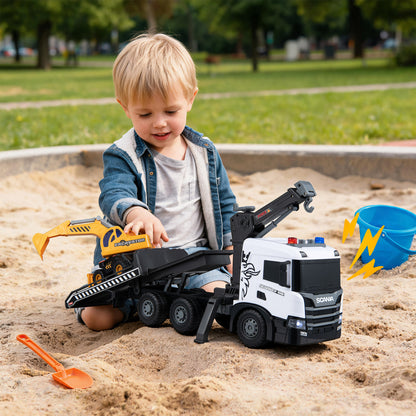 Kids Construction Truck Set Rescue Tow Truck with Sounds Licensed Scania-White