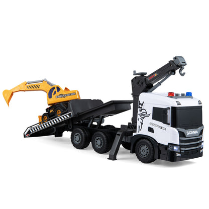 Kids Construction Truck Set Rescue Tow Truck with Sounds Licensed Scania-White