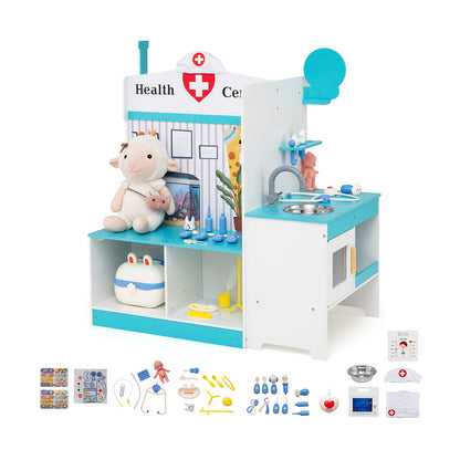 Kids Doctor Play Set with Adjustable Height Bar-Blue