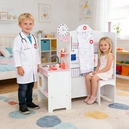 Kids Doctor Play Set with Adjustable Height Bar-Blue