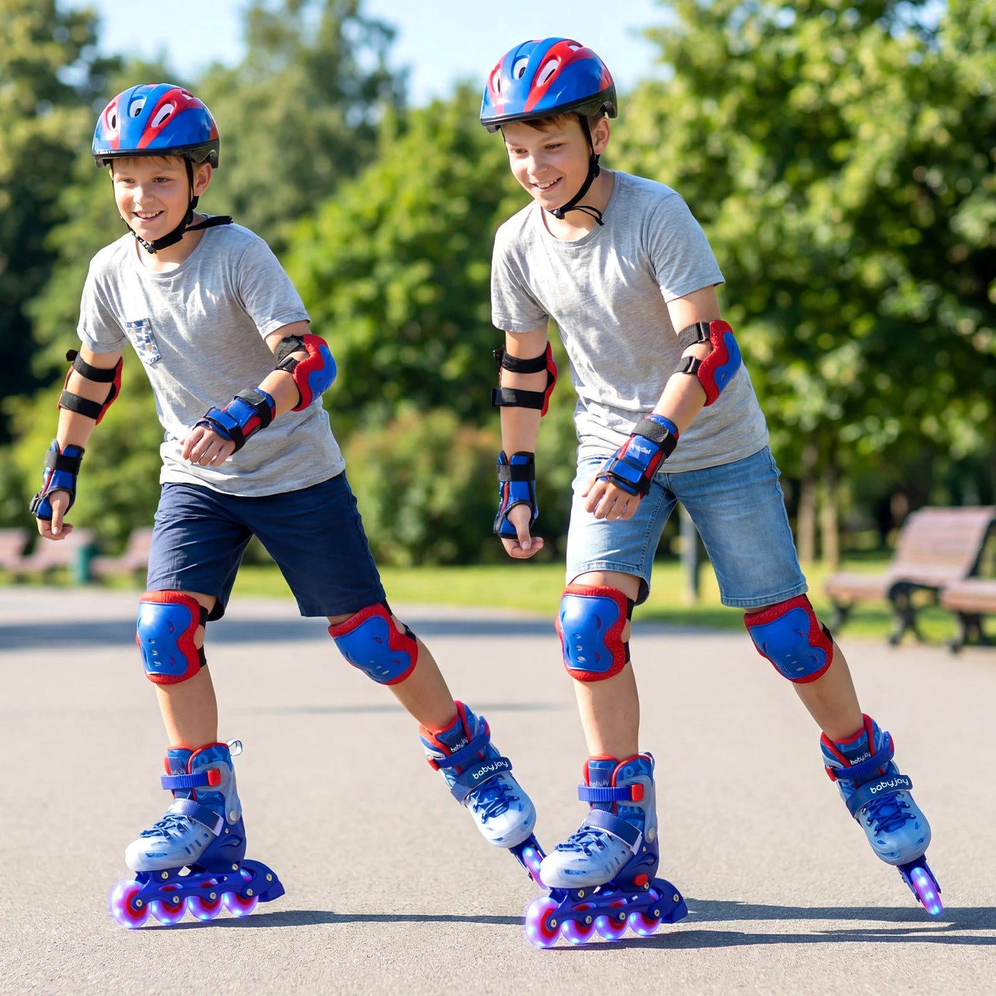 Kids Inline Skates with Light Up Wheels for Beginners Ages 9-14-Blue