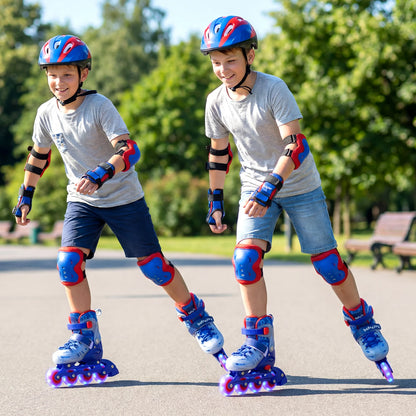 Kids Inline Skates with Light Up Wheels for Beginners Ages 9-14-Blue