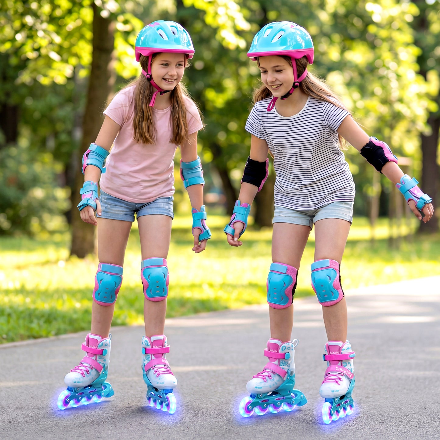 Kids Inline Skates with Light Up Wheels for Beginners Ages 9-14-Blue