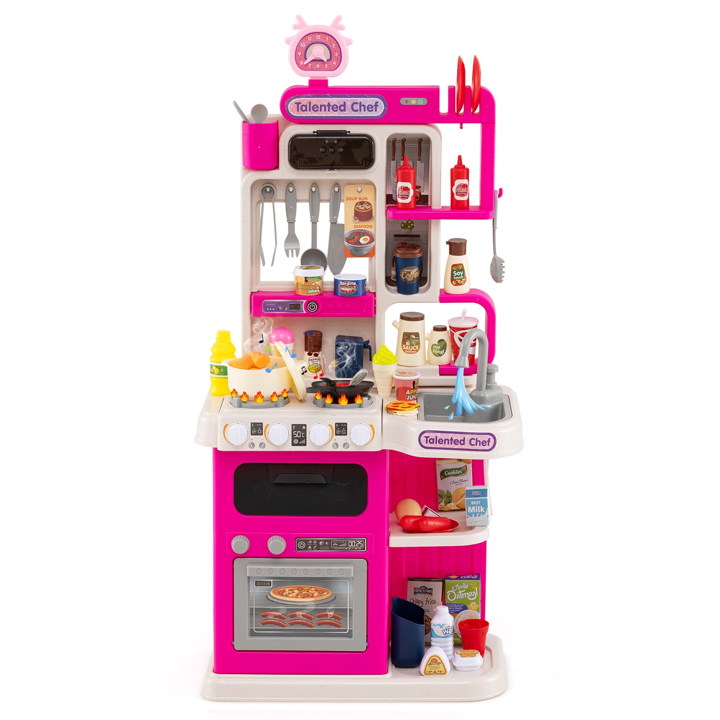 Kids Kitchen Playset Pretend Play Kitchen with Realistic Sounds and Lights-Blue
