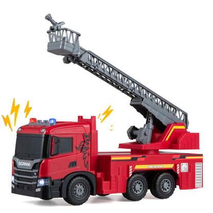 Kids Large Fire Truck Toy with Extendable Ladder Licensed Scania-Red