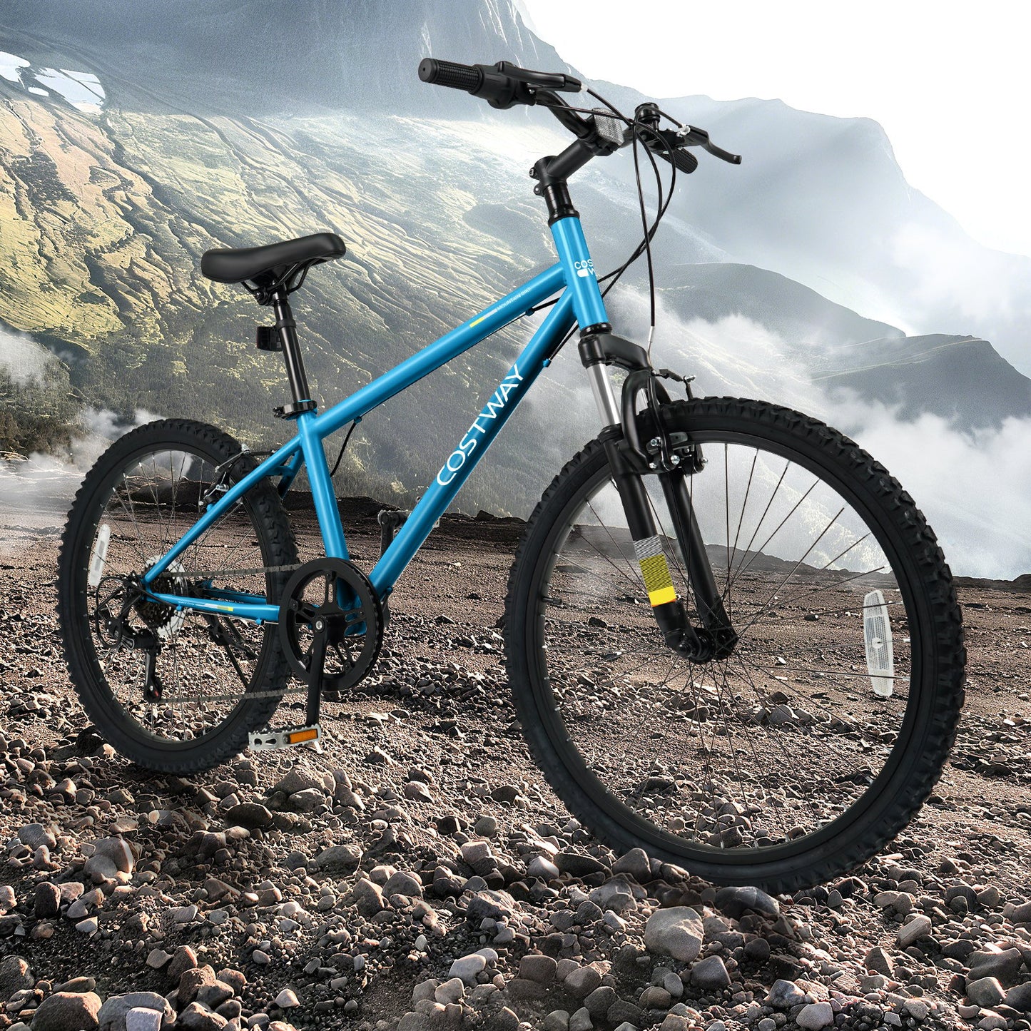 Kids Mountain Bike 20 24 Inch Child Bicycle for Boys Girls Aged 8+ Years Old Blue-24 Inch