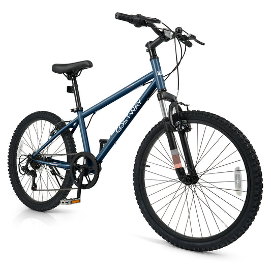 Kids mountain bike for boys and girls, 20 and 24 inches, navy color, suitable for ages 8 and up, by Wilsons Home Store.