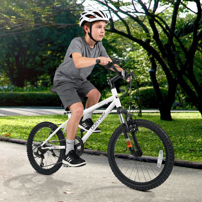 Kids Mountain Bike 20 24 Inch Child Bicycle for Boys Girls Aged 8+ Years Old White-24 Inch