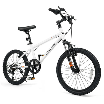 Kids Mountain Bike 20 24 Inch Child Bicycle for Boys Girls Aged 8+ Years Old White-24 Inch