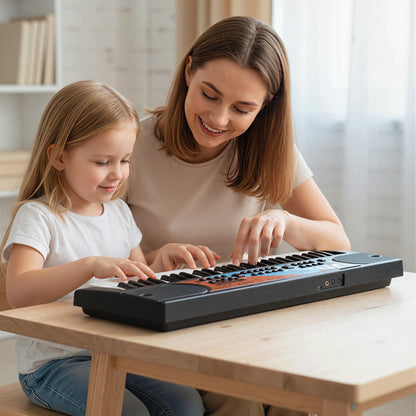 Kids Piano Keyboard 49 Keys Portable Electric Keyboard Piano with 8 Rhythms 8 Tones-Black