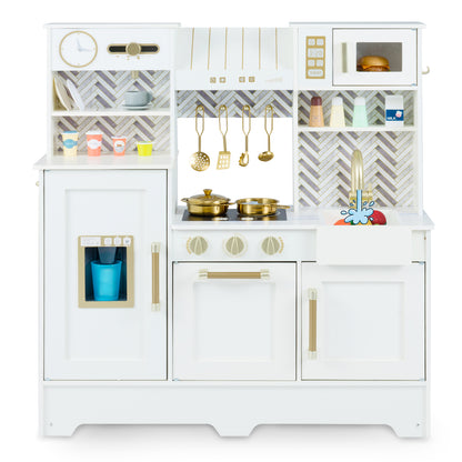 Kids Play Kitchen with Stoves and Faucet for Girls Boys Aged 3-6-Blue