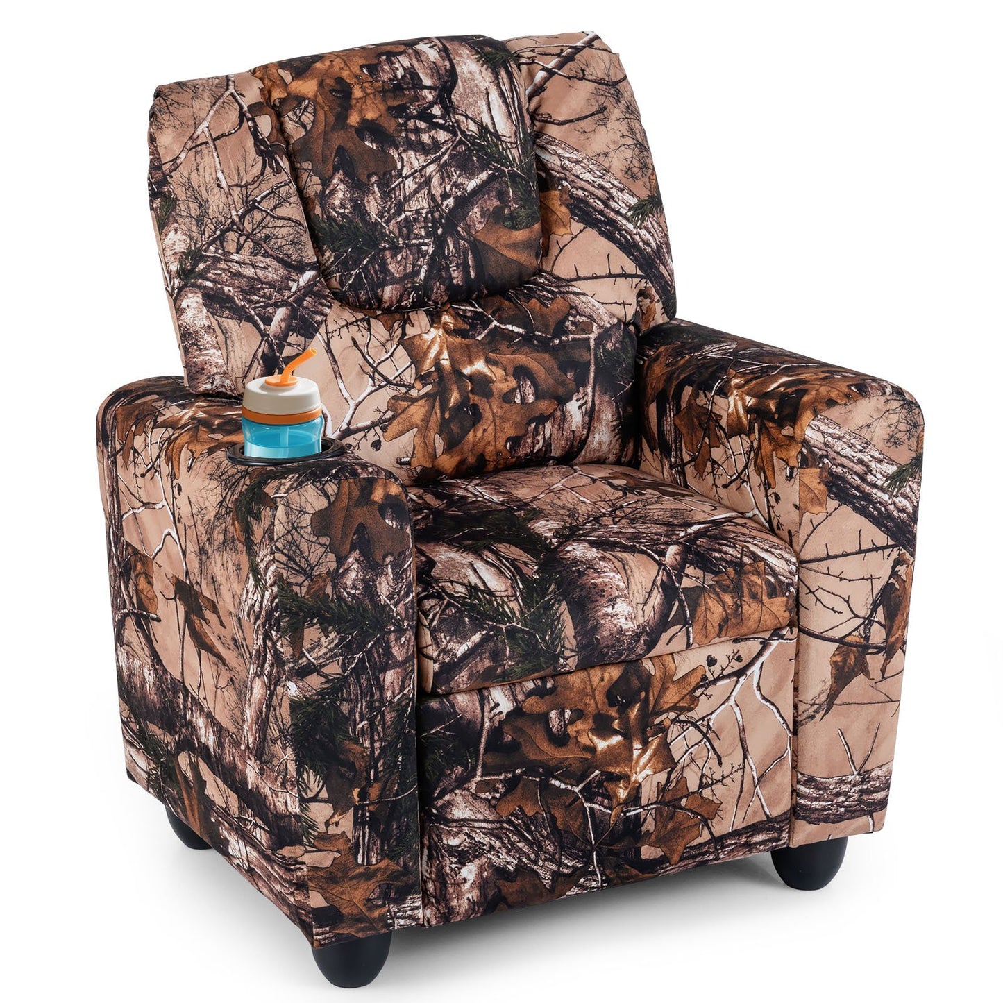 Kids Recliner Chair Push Back Toddler Reclining Armchair with Cup Holder-White