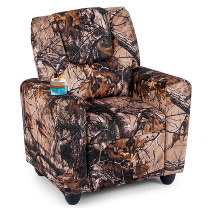 Kids Recliner Chair Push Back Toddler Reclining Armchair with Cup Holder-White