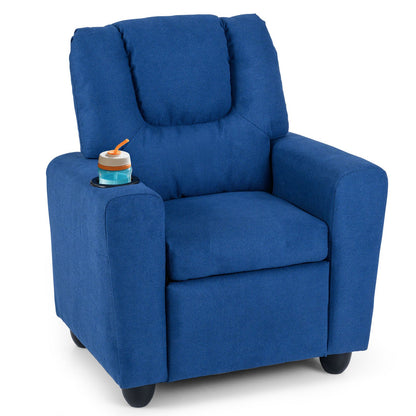 Kids Recliner Chair Push Back Toddler Reclining Armchair with Cup Holder-White