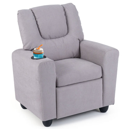 Kids Recliner Chair Push Back Toddler Reclining Armchair with Cup Holder-White