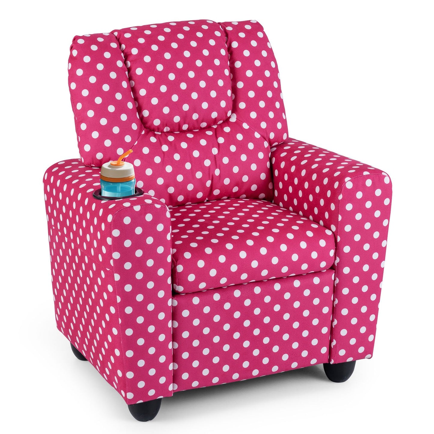 Kids Recliner Chair Push Back Toddler Reclining Armchair with Cup Holder-White